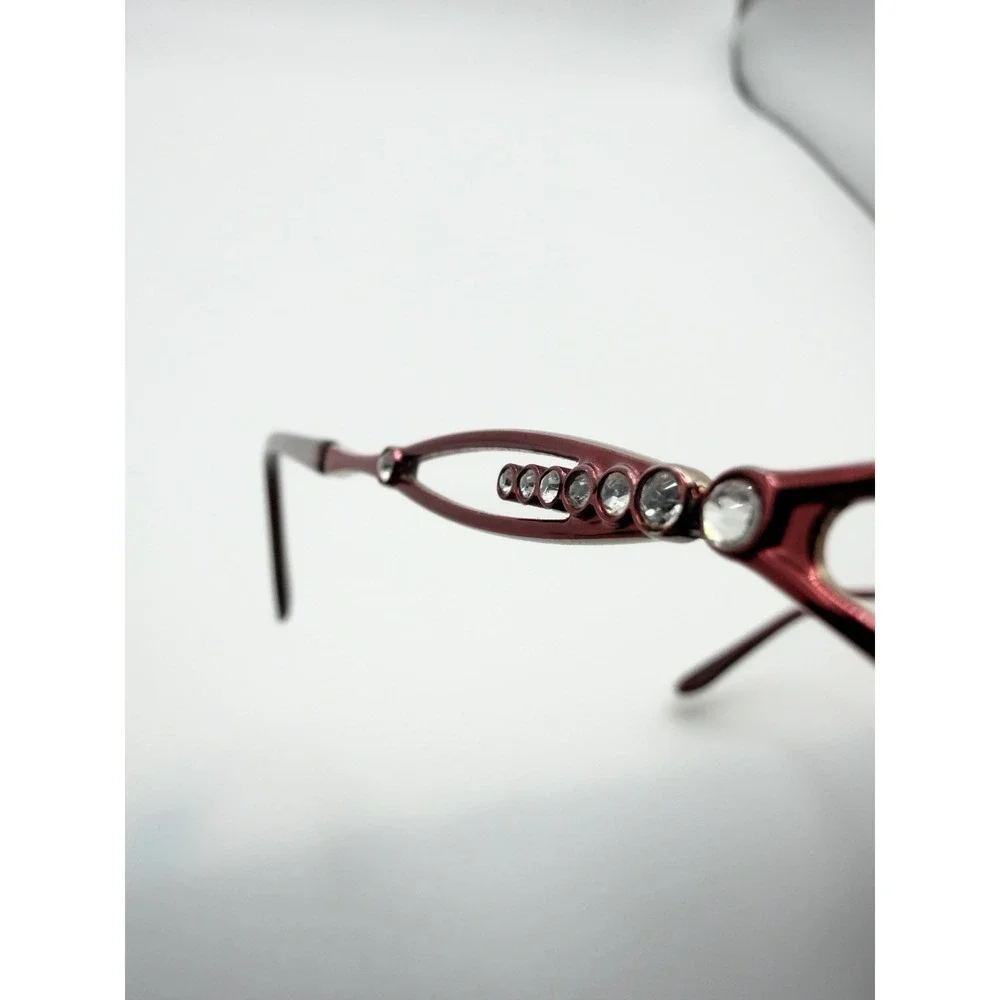 Sophia Loren M190 Red Full Rim Eyeglasses Frames Only 55-17-135 Rhinestone Oval